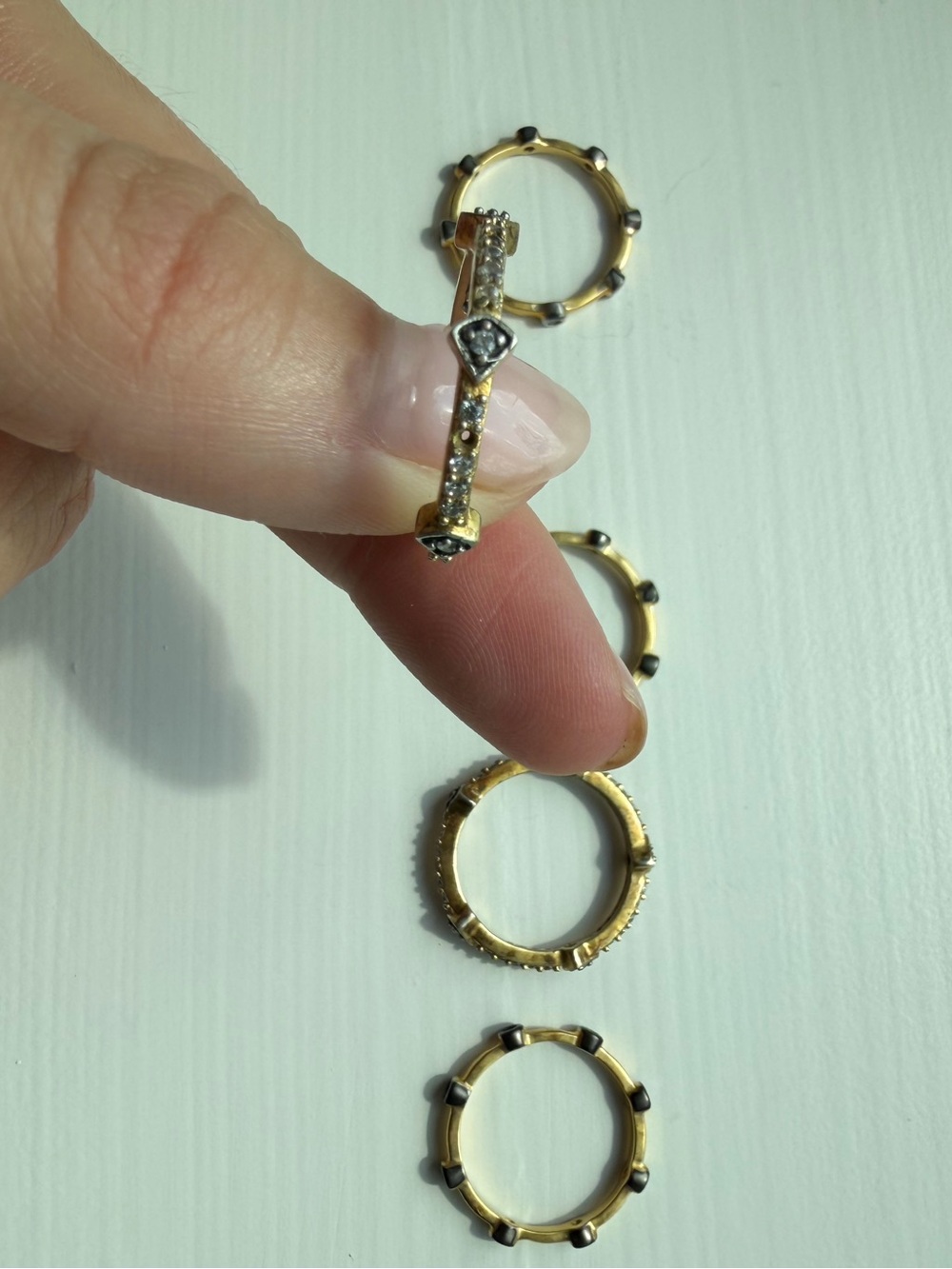 Freida Rothman Gold and Silver Mixed Metal Stacking Rings Set - Picture 5 of 11